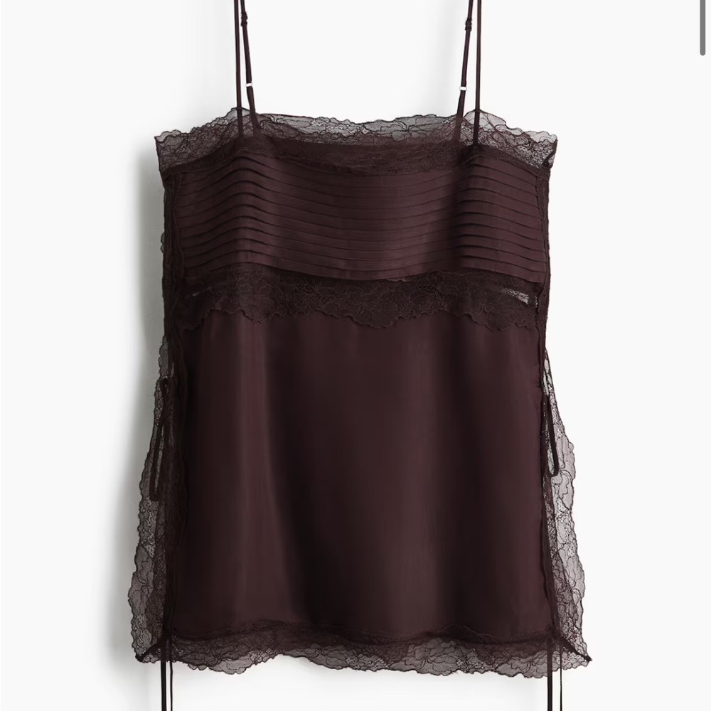 [SOLD] H&M Edition Brown Lace-Trimmed Camisole Top, S